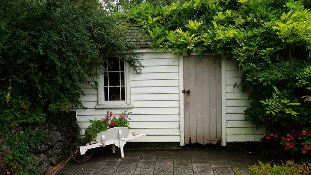 hut, green, wooden hut, wheelbarrow, garden shed, garden shed, garden shed, garden shed, garden shed, garden shed